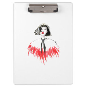 Carpeta De Pinza Moderna moda Chica negro y rojo moda