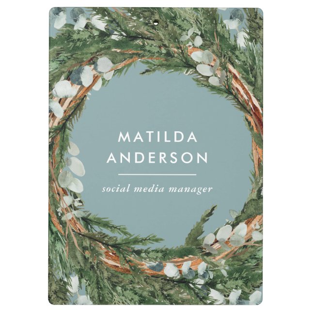 Carpeta De Pinza Moderna y elegante eucalipto corona botánica (Reverso)