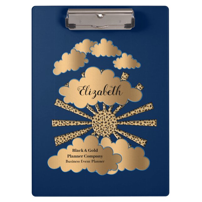 Carpeta De Pinza Moderno Blue Business Gold Elegalize (Anverso)