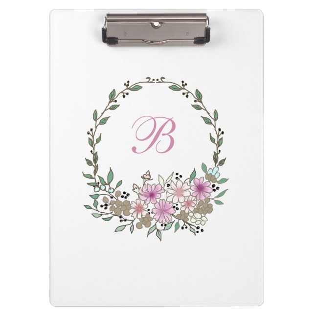Carpeta De Pinza Moderno Botánico Floral Blanco Pastel С olores (Anverso)