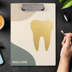 Carpeta De Pinza Moderno Dental Minimalista Faux Gold Tooth