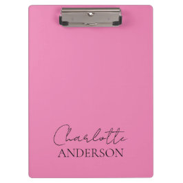 Carpeta De Pinza Moderno Minimalista Nombre simple Monograma Rosa