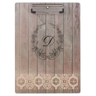Carpeta De Pinza Moderno Monograma Patrón Elegante Madera de época