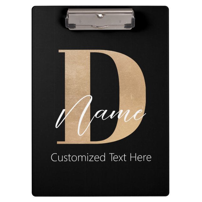 Carpeta De Pinza Moderno Monogramado Inicial D & Name Personalizado (Anverso)