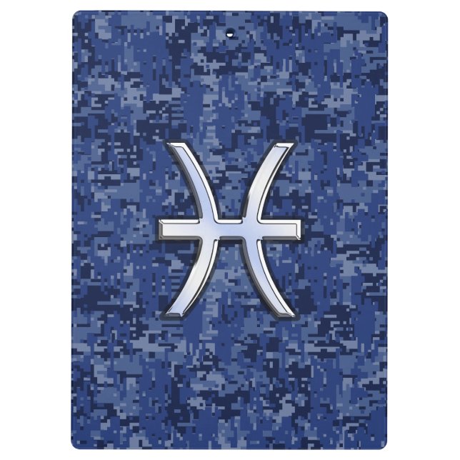 Carpeta De Pinza Moderno Pisces Zodiac Rótulo Navy Camo Digital Azu (Reverso)