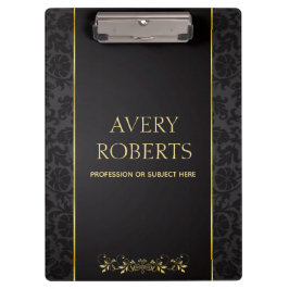 Carpeta De Pinza Moderno profesional Metálico Floral oro negro