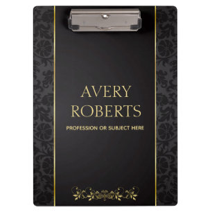 Carpeta De Pinza Moderno profesional Metálico Floral oro negro