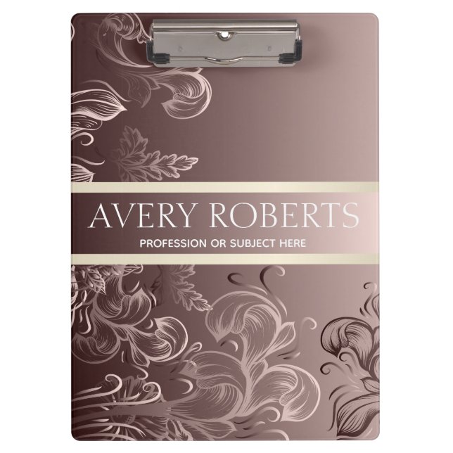 Carpeta De Pinza Moderno Profesional Metallic Floral Luxury (Anverso)