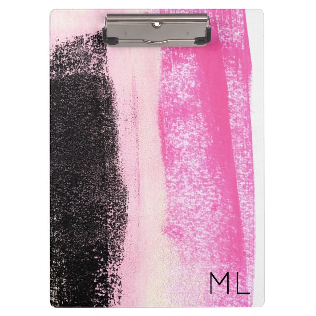 Carpeta De Pinza Moderno Vibrante de tinta negra caliente Monograma (Anverso)