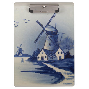 Carpeta De Pinza Molino de viento azul vintage Delft