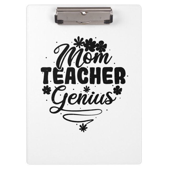 Carpeta De Pinza Mom Teacher Genius (Anverso)