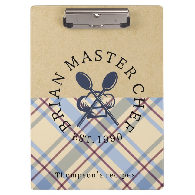 Carpeta De Pinza Monogram classic farmhouse style kraft paper Plaid (Anverso)
