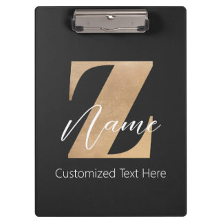Carpeta De Pinza Monogram with Initial Z & Custom Name Personalized