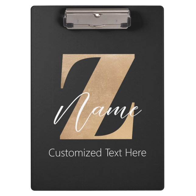 Carpeta De Pinza Monogram with Initial Z & Custom Name Personalized (Anverso)