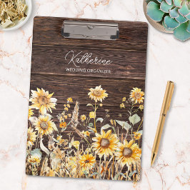 Carpeta De Pinza Monograma Acuarela Amarillo de la Madera de Campo 