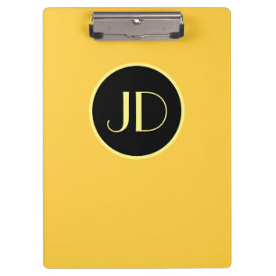 Carpeta De Pinza Monograma amarillo lindo con texto amarillo