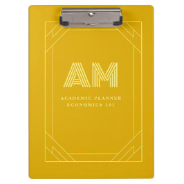 Carpeta De Pinza Monograma Amarillo Mostaza Minimalista