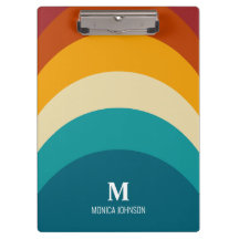 Monograma arcoiris Nombre personalizado Retro Traz