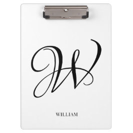 Carpeta De Pinza Monograma blanco elegante personalizado inicial
