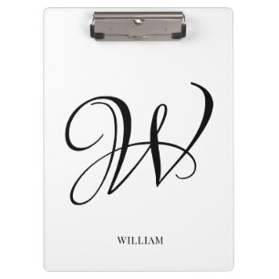 Carpeta De Pinza Monograma blanco elegante personalizado inicial