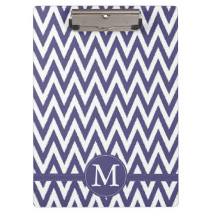 Carpeta De Pinza Monograma blanco púrpura de Chevron