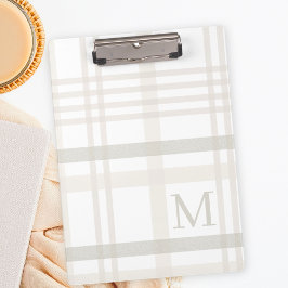 Carpeta De Pinza Monograma Clásico Elegante Mínimo Placa Inicial