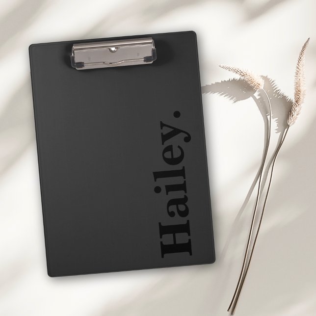 Carpeta De Pinza Monograma Clásico Elegante Nombre Mínimo Negro (Subido por el creador)