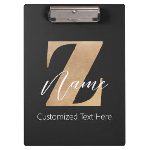 Carpeta De Pinza Monograma con inicial Z y nombre personalizado
