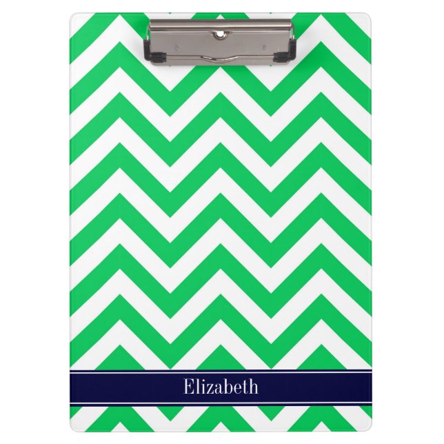 Carpeta De Pinza Monograma con nombre azul de la Marina de Chevron  (Anverso)