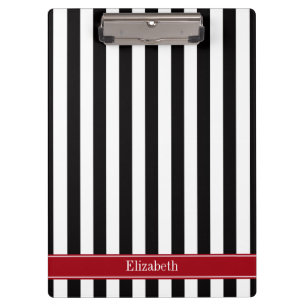Carpeta De Pinza Monograma con nombre de arándano blanco negro