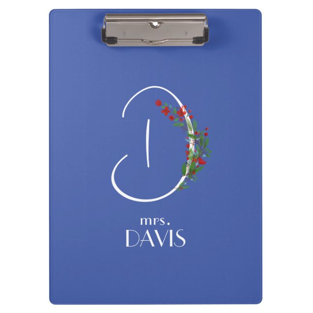 Carpeta De Pinza Monograma D de la acuarela Boho (Anverso)