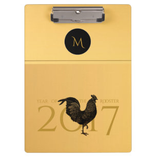 Carpeta De Pinza Monograma de Año Nuevo Chino 2017 con gallo de épo