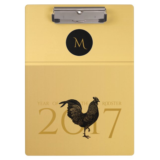 Carpeta De Pinza Monograma de Año Nuevo Chino 2017 con gallo de épo