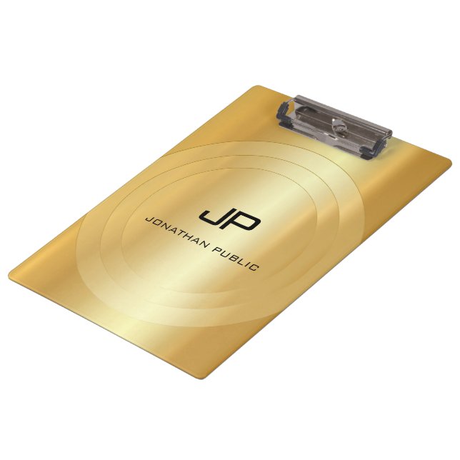 Carpeta De Pinza Monograma de aspecto dorado personalizado Elegante (Angular)