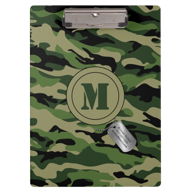 Carpeta De Pinza Monograma de camuflaje verde verde caqui encubiert (Anverso)