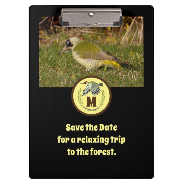 Carpeta De Pinza Monograma de carpintero verde volando (Anverso)