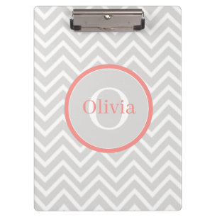 Carpeta De Pinza Monograma de Coral Chevron