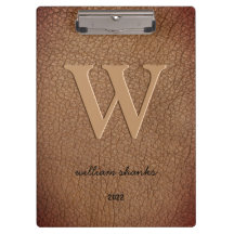 Monograma de cuero marrón ruso nombre de escritura