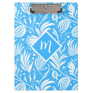 Carpeta De Pinza Monograma de diamante con patrón floral tropical a