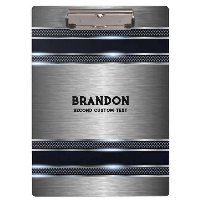 Carpeta De Pinza Monograma de diseño geométrico industrial gris met (Anverso)