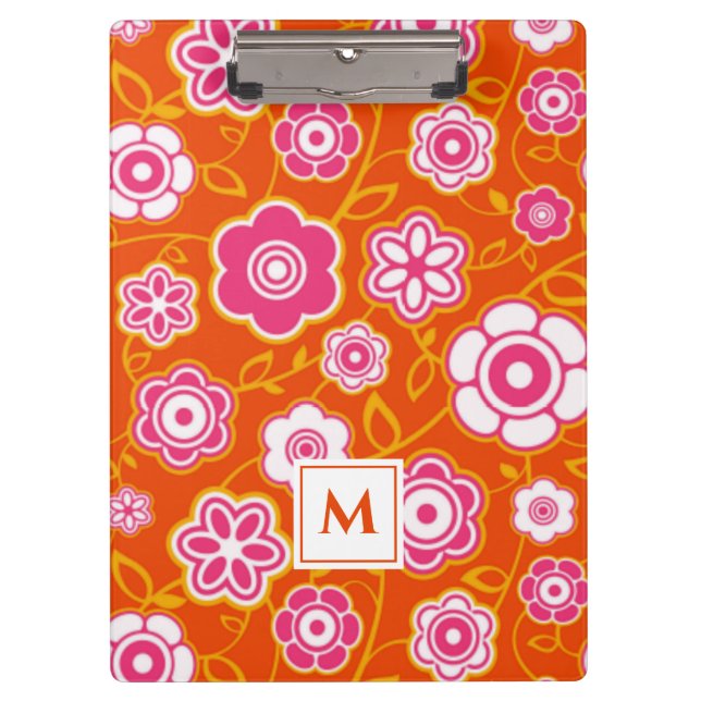 Carpeta De Pinza Monograma de impresión de andana floral (Anverso)