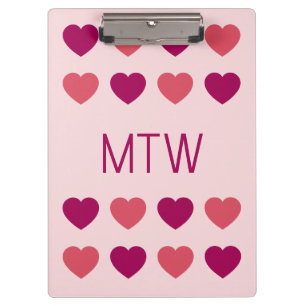 Carpeta De Pinza Monograma de iniciales de corazones rosas lindos