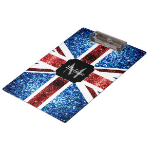 Carpeta De Pinza Monograma de la bandera del Reino Unido rojo y azu