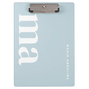 Carpeta De Pinza Monograma de la escuela azul minimalista