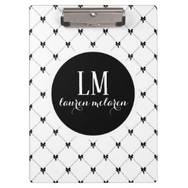 Carpeta De Pinza Monograma de lazo blanco y negro