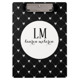 Carpeta De Pinza Monograma de lazo negro y blanco