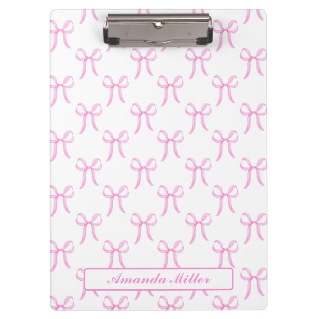Carpeta De Pinza Monograma de lazos coqueta rosa bonita femenina (Anverso)
