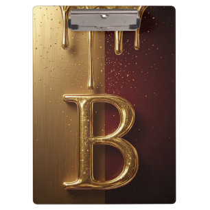 Carpeta De Pinza Monograma de letra B dorada con metal goteante