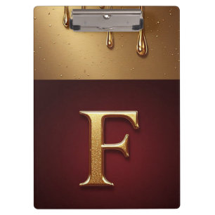 Carpeta De Pinza Monograma de letra F dorada con metal goteante