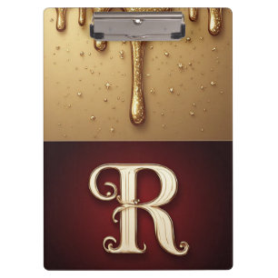Carpeta De Pinza Monograma de letra R con líquido que gotea y brill